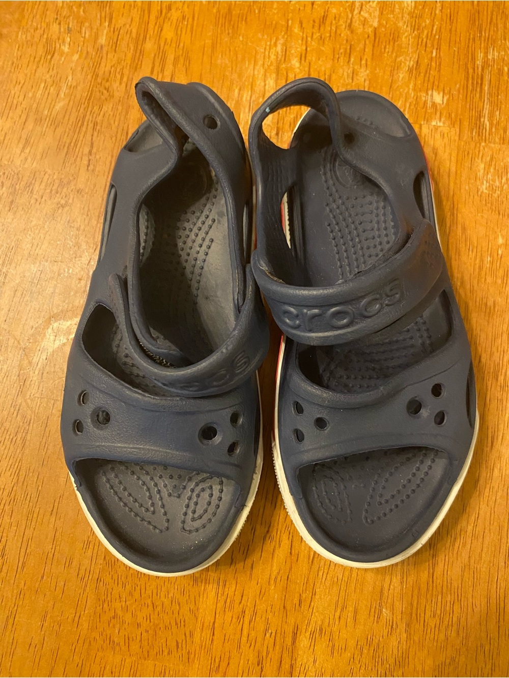 CROCS Navy and White Kids' Closed-Toe Sport Sandals